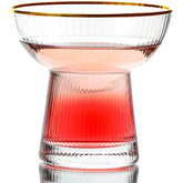 Lysenn stemless margarita glasses with vertical stripes offer an elegant grip for entertaining.