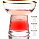 Lysenn stemless margarita glasses with vertical stripes, four-piece set, stylish for entertaining.