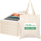 Lzerking canvas tote bag 13x15 inches, durable for groceries and daily errands.