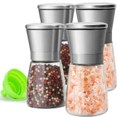 M JINGMEI glass grinder with stainless steel cap for precise salt and pepper grinding