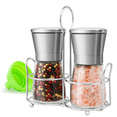 M JINGMEI salt and pepper grinder set top view showing adjustable coarseness for precise seasoning