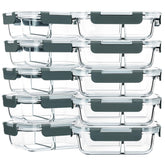 M MCIRCO 10-pack 30oz glass containers for meal prep, durable storage in fridge and freezer.