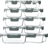 M MCIRCO 10-pack glass containers with lids for meal prep and leftovers.