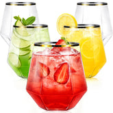 Maaacute 40-pack plastic stemless wine glasses with diamond shape for stylish entertaining.