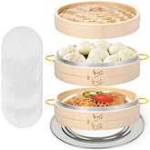 MacaRio bamboo steamer basket 10-inch two-tier for dim sum and veggies