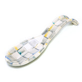 MACKENZIE-CHILDS enamel spoon rest on stovetop keeps utensils tidy and stylish