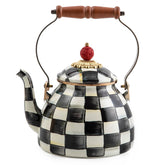 MACKENZIE-CHILDS enamel tea kettle Courtly Check ideal for stovetop brewing