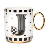 MacKenzie-Childs My Mug Letter A with golden handle for personal use.