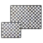 MACKENZIE-CHILDS tempered glass cutting board with Courtly Check, ideal for prep