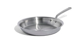 Made In 12-inch stainless clad frying pan with expansive cooking surface for even searing.