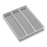 Madesmart 3-compartment utensil tray in white keeps kitchen drawers organized.