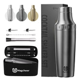 Magcheer Hybrid Cocktail Shaker Set front view in gunmetal gray, ideal for ice-cold cocktails.