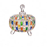 MAGCOLOR elegant hand-painted candy box with lid showcases vibrant glass artistry.