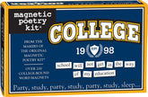 Magnetic Poetry College Kit box with tiles for dorm decor and creative messages.