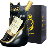 MAIHOM cat wine bottle holder front view, elegant tabletop display for wine lovers