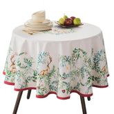 Maison d'Hermine Holly Time round tablecloth close-up texture for elegant dining