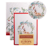 Maison d'Hermine holly time design kitchen towels front view for festive decor