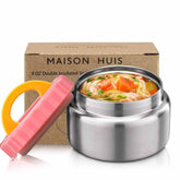 MAISON HUIS 8oz soup thermo with pink closed lid keeps meals warm on the go