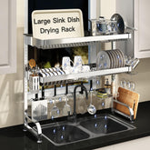 MAJALiS 3-tier over sink drying rack shown, maximizing counter space with expandable design.