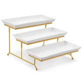 MALACASA 3-tier serving tray closeup with porcelain layers for elegant party spreads