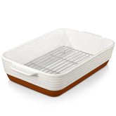 Malacasa baking dish with removable rack for healthier roasting and easy cleanup.