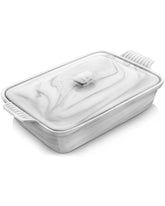MALACASA casserole dish with lid showing 3.4-quart capacity for family meals.