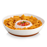MALACASA ceramic chips dip tray with divided sections for neat serving