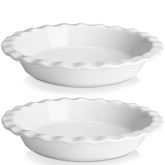 MALACASA ceramic pie pan 10.6-inch fluted edge promotes even crust browning