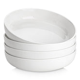 MALACASA LUNA 48oz pasta bowls in white porcelain, ideal for family meals