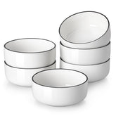 MALACASA LUNA six bowls set in ivory white porcelain for daily cereals