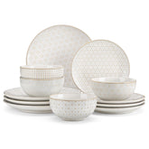 MALACASA LYDIA 12-piece dinnerware set displayed on table for everyday meals