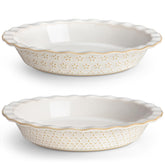 MALACASA Lydia 9-inch embossed deep-dish pie pan for even baking.