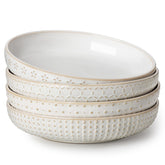 MALACASA LYDIA pasta bowls with relief design elevate table setting