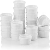 MALACASA mini ramekins 2oz set, white porcelain, ideal for sauces and dipping.