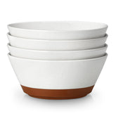 Malacasa vanilla white speckled soup bowl close-up, durable glaze for daily meals.