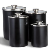Malmo stainless steel canister with glass lid for precise portion control and freshness.