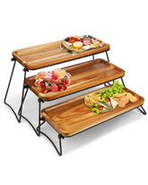 Manspdier 3-tier cupcake stand in elegant acacia wood for stylish party displays