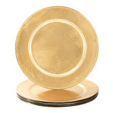 MAONAME foil gold charger with beaded edge adds elegant frame to dinnerware.