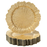 MAONAME Gold charger plates with reef motif enhance holiday table setting