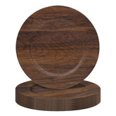 MAONAME round charger plate with 13-inch brown faux wood finish for elegant table settings