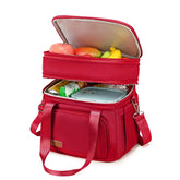 MAPLELILY lunch bag front view with dual compartments for organized meals on the go.