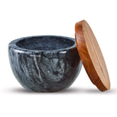 MarcZero salt box with marble base for elegant seasoning storage.