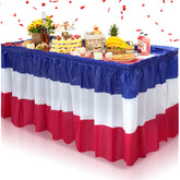 MASHAN 3-pack red white blue table skirt coverage for a bold patriotic setup