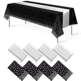 MASHAN 8Pack black and silver dot tablecloth for elegant events