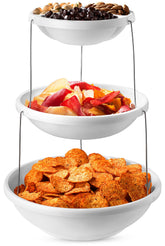 Masirs 3-tier collapsible bowl showing space-saving nesting for easy storage.
