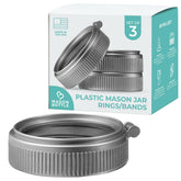 Mason Bottle plastic ring 3-pack, durable and reusable for regular-mouth jars.
