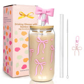 Mason Life Coquette pink glass cups show off stylish 18oz capacity for iced drinks