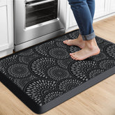 Mattitude kitchen mat with ergonomic cushion provides comfortable standing during meal prep.