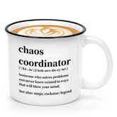 Maustic Chaos Coordinator Mug front view, ideal for desk coffee moments.