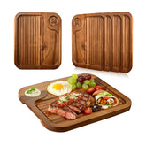 MAVOTER acacia steak plate with deep grooves captures juices for clean serving
